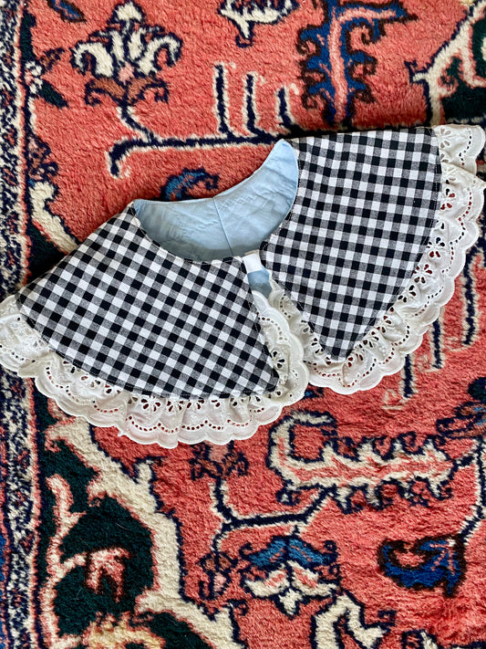 Reversible Fashion Collar - Gingham & Eyelet Ruffle