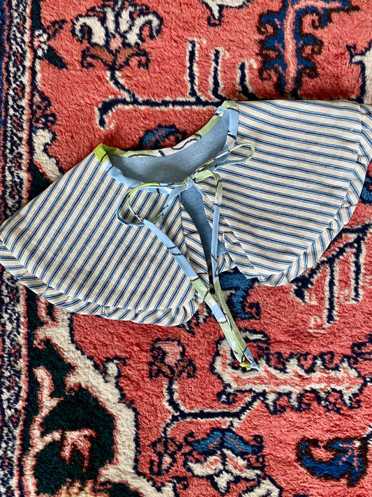 Reversible Fashion Collar - Ticking Stripe & Chambray