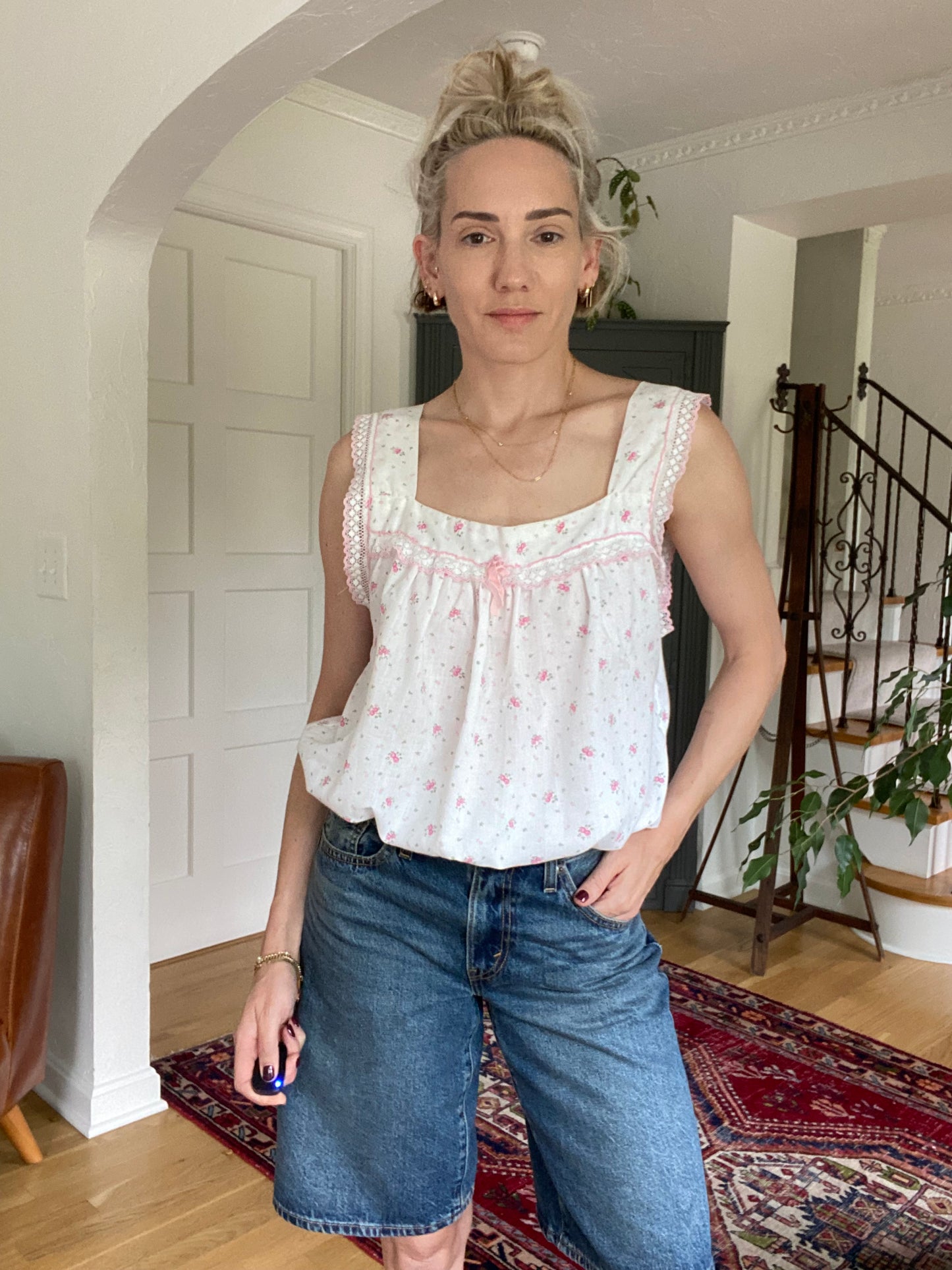 Upcycled Vintage Nightie Floral Bubble Top