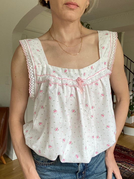 Upcycled Vintage Nightie Floral Bubble Top