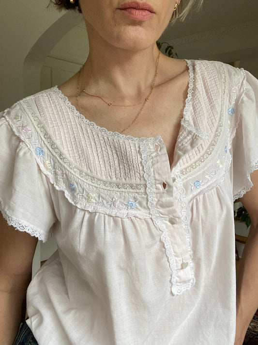 Upcycled Vintage Nightie Bubble Top
