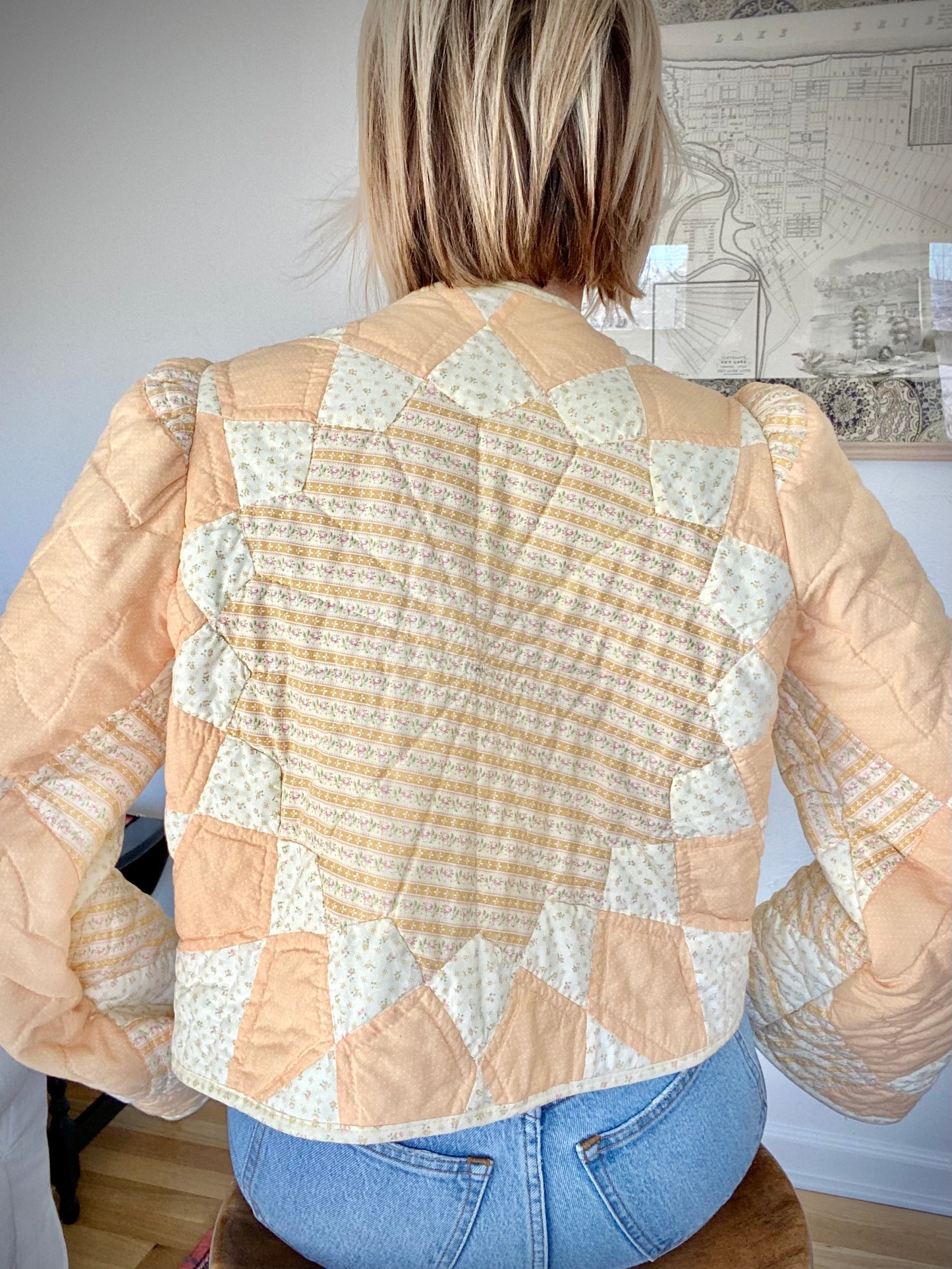 Vintage Quilt Jacket with Puff Sleeves
