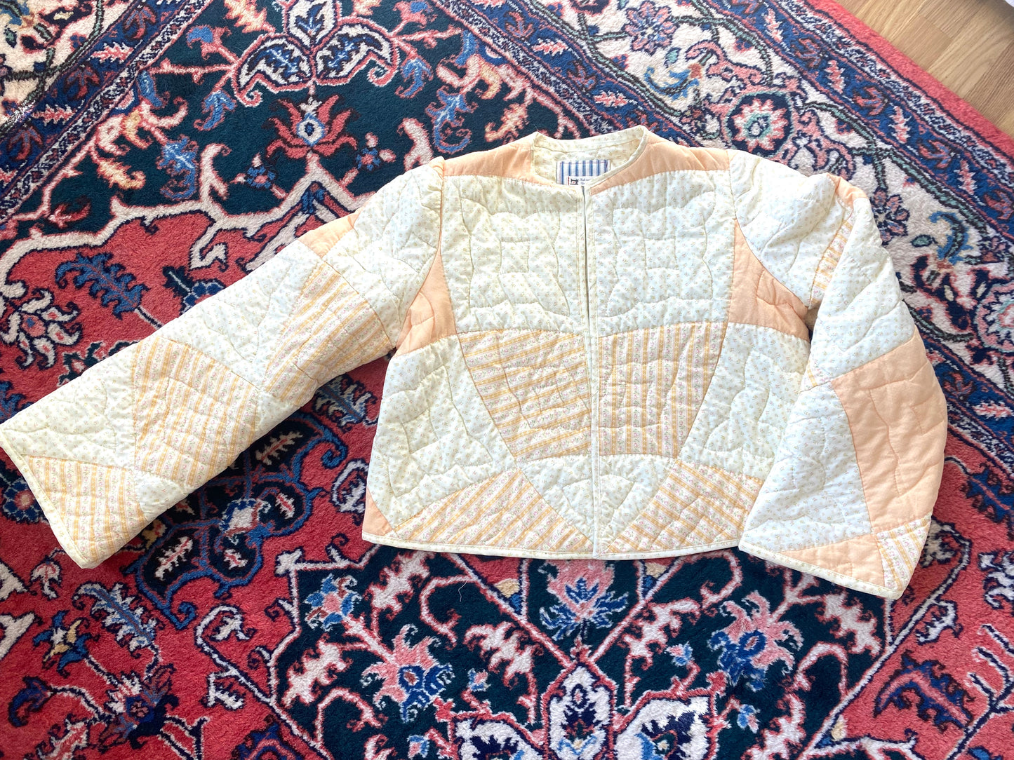Vintage Quilt Jacket with Puff Sleeves